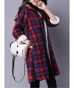 Vintage Plaid Hooded Long Sleeve Loose Thick Coat