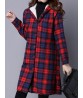 Vintage Plaid Hooded Long Sleeve Loose Thick Coat