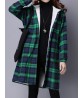 Vintage Plaid Hooded Long Sleeve Loose Thick Coat