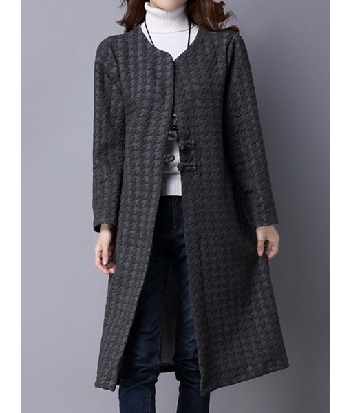 Vintage Long Sleeve Chinese Style Button Long Coat