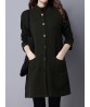 National Wind Solid Jacquard Stand Collar Long Sleeve Coat