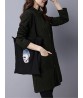 National Wind Solid Jacquard Stand Collar Long Sleeve Coat