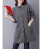 National Wind Solid Jacquard Stand Collar Long Sleeve Coat