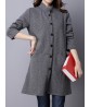 National Wind Solid Jacquard Stand Collar Long Sleeve Coat