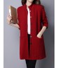 National Wind Solid Jacquard Stand Collar Long Sleeve Coat