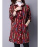 Vintage Printing Hooded Long Sleeve Loose Thick Women Coat