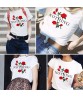 Nothing Letter Print Rose T-Shirt Women Summer Casual Short Sleeve Female Plus Size Tops Shirts