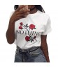 Nothing Letter Print Rose T-Shirt Women Summer Casual Short Sleeve Female Plus Size Tops Shirts