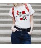 Nothing Letter Print Rose T-Shirt Women Summer Casual Short Sleeve Female Plus Size Tops Shirts