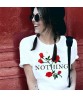 Nothing Letter Print Rose T-Shirt Women Summer Casual Short Sleeve Female Plus Size Tops Shirts