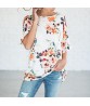 Fashion Women Blouse Top Cotton Blouse Short Sleeve Shirt T-shirt Summer Casual