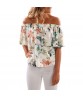 Fashion Women Off Shoulder Floral Printed Blouse Casual Tops T Shirt Sleeveless