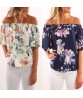 Fashion Women Off Shoulder Floral Printed Blouse Casual Tops T Shirt Sleeveless