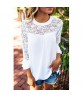 Fashion Women`s Tops Casual T-shirt Long-sleeve Hollow Lace Chiffon Blouse