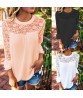 Fashion Women`s Tops Casual T-shirt Long-sleeve Hollow Lace Chiffon Blouse