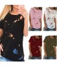 Summer Holes T-shirt Women Fashion Sexy Black White Cotton Short Sleeve Tops Shirts Ripped Casual Loose T-shirt S-XXL