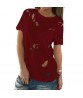 Summer Holes T-shirt Women Fashion Sexy Black White Cotton Short Sleeve Tops Shirts Ripped Casual Loose T-shirt S-XXL