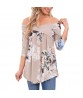 Fashion Women Summer Cotton Blouse Off Shoulder Pringing Loose Casual T Shirt Tops