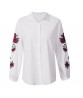 Fashion Women`s Long Sleeve Loose Tops Embroidered T Shirt Summer Casual Blouse