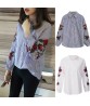 Fashion Women`s Long Sleeve Loose Tops Embroidered T Shirt Summer Casual Blouse