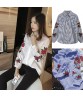 Fashion Women`s Long Sleeve Loose Tops Embroidered T Shirt Summer Casual Blouse