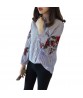 Fashion Women`s Long Sleeve Loose Tops Embroidered T Shirt Summer Casual Blouse