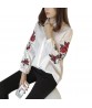 Fashion Women`s Long Sleeve Loose Tops Embroidered T Shirt Summer Casual Blouse