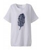 Plus Size Women Leaf Printed O-Neck Short Sleeve T-Shirt