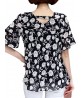 Women Short Sleeve Flower Print Loose Chiffon T-shirts