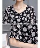 Women Short Sleeve Flower Print Loose Chiffon T-shirts