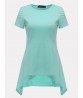 Elegant Women Pure Color Short Sleeve Irregular Hem T-Shirt