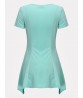 Elegant Women Pure Color Short Sleeve Irregular Hem T-Shirt