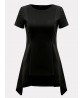 Elegant Women Pure Color Short Sleeve Irregular Hem T-Shirt