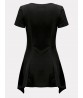 Elegant Women Pure Color Short Sleeve Irregular Hem T-Shirt