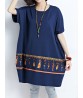 Ethnic Printed Loose O-neck Short Sleeve Women T-shirts