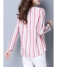 Women Long Sleeve Stripe Irregular Hem Spring T-shirts