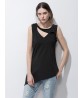 Sexy Women V-neck Irregular Hem Pure Color T-shirts