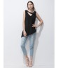 Sexy Women V-neck Irregular Hem Pure Color T-shirts