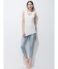 Sexy Women V-neck Irregular Hem Pure Color T-shirts