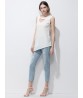 Sexy Women V-neck Irregular Hem Pure Color T-shirts