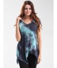 Casual Women Tie-Dye Irregular Hem Short Sleeve V-Neck T-shirts