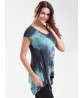 Casual Women Tie-Dye Irregular Hem Short Sleeve V-Neck T-shirts