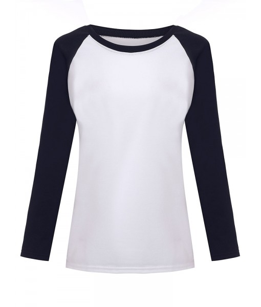 Women Casual Raglan-Sleeve Color Block Patchwork ...