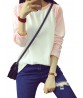 Women Casual Raglan-Sleeve Color Block Patchwork Basic T-shirts