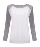 Women Casual Raglan-Sleeve Color Block Patchwork Basic T-shirts