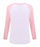 Women Casual Raglan-Sleeve Color Block Patchwork Basic T-shirts