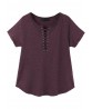 Gracila Casual Women Lace-up Solid Color Short Sleeve T-shirts