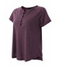 Gracila Casual Women Lace-up Solid Color Short Sleeve T-shirts