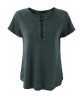 Gracila Casual Women Lace-up Solid Color Short Sleeve T-shirts