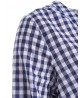 Blue Women V-neck Plaid Long Sleeve Casual Blouses